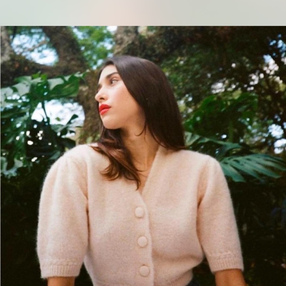 Rouje Nona Blush Button-Up Cardigan Size 36